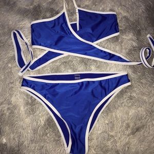 Blue bathing suit with blue shorts